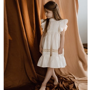 Ivory Bohemian Flower Girl Dress Bridesmade Junior Dress