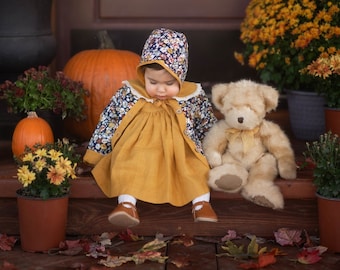 Manteau bébé avec poches, veste filles en lin, manteau fille en lin, veste bébé en lin, cadeau de veste vintage pour bébé