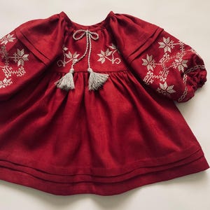 Embroidered Linen Boho Dress: Flower Girl Outfit