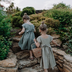 Linen Flower Girl Dress: Rustic Communion Outfit