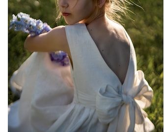 Elfenbein Blumenmädchen Kleid, Junior Brautjungfer, Boho Blumenmädchen Kleid, Geschenk für Mädchen