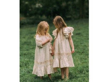 Junior Bridesmaid, Boho Flower Girl Dress with Lace