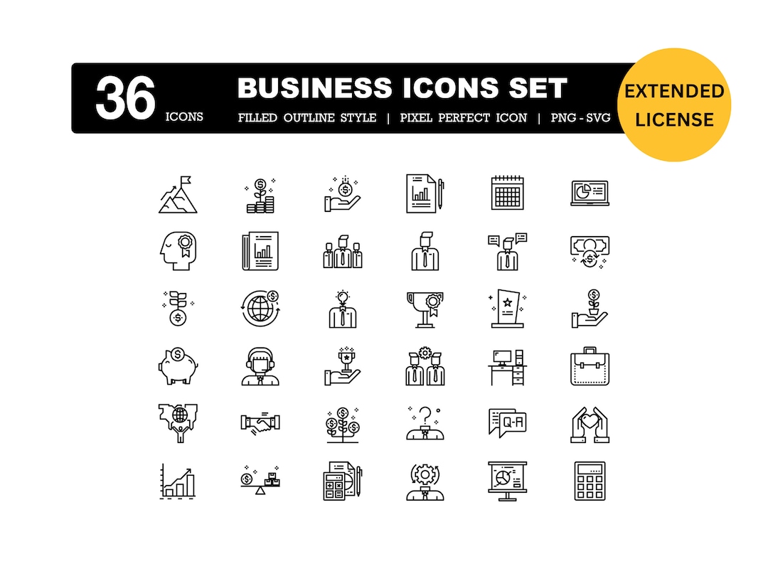 Business SVG Icon Pack Minimal Corporate Icon Transparent Startup Icon ...