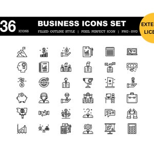 Business SVG icon pack Minimal Corporate Icon Transparent Startup Icon Pack Modern PNG Management Icon Business Line Icon Set Office Icon