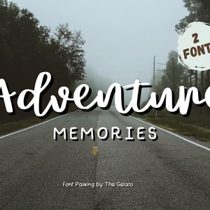 Adventure Camping Font Duo Monoline Handwriting Font Bundle Handwritten Camp Font Canva Font Pairing Font Duo for Logo Brand Duo Hipster