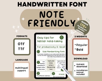 Realistic Handwritten Font Neat Handwriting Font for Digital Planner and Note Taking Journal Font Student Planner Font Clean Goodnotes Font