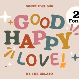 Retro Vintage Handwritten Font Duo Cute Quote Font Groovy Boho Font Organic Font Canva Font Pair Handwritten Logo Font Playful Font Bundle