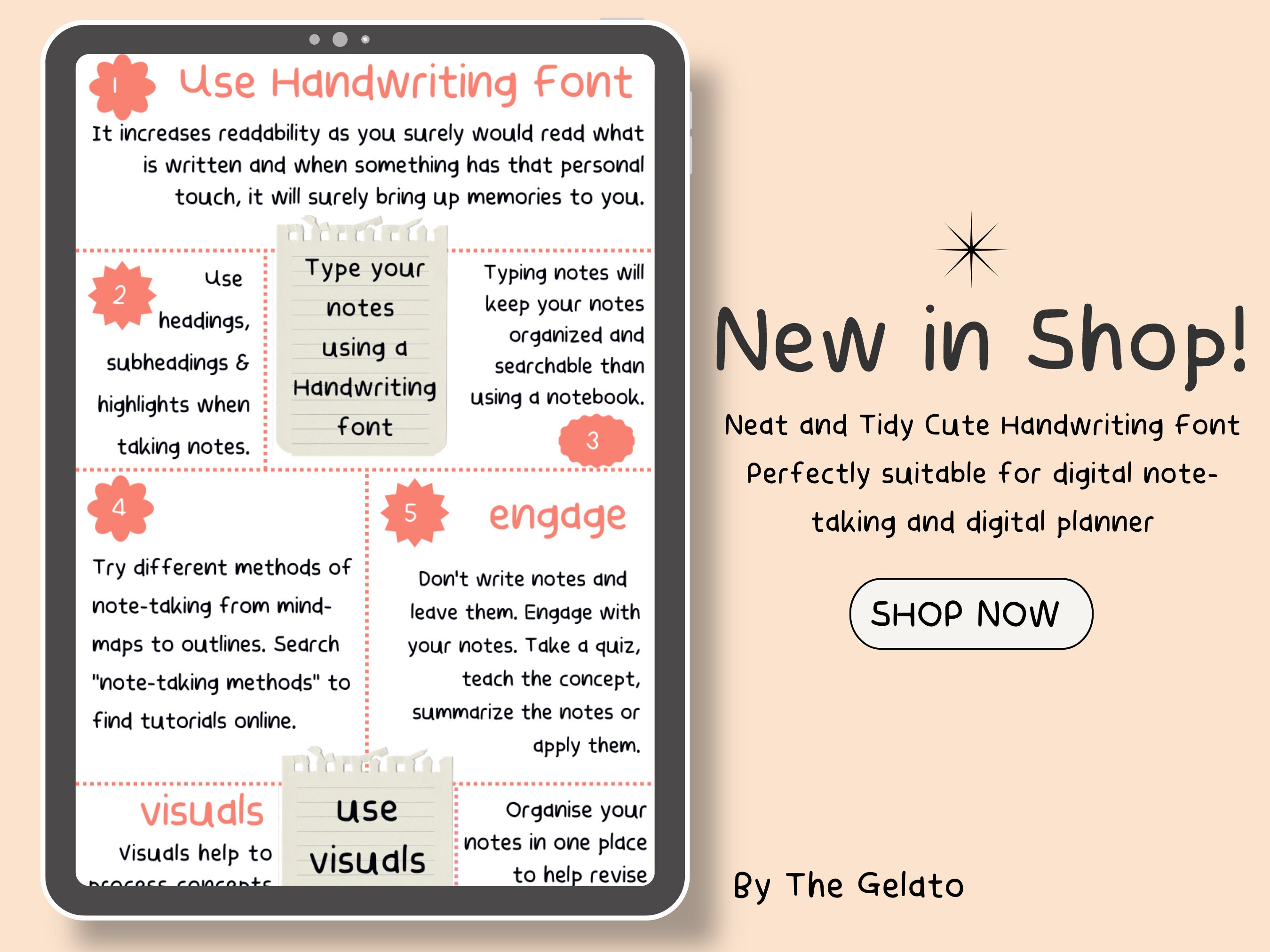 Aesthetic Student Note Font for Digital Planner and Note Taking ...