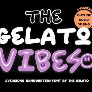 Handgeschreven Street Font Y2K Bubble Font Bundle 3D Metallic Chrome PNG Bubble Font Outline Handschrift Font Balloon Y2K Font Bundle Graffiti