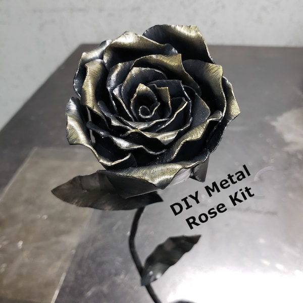 Metal Rose // DIY Metal Rose Kit // DIY Welding Kit // Stem Included // DIY Metal Art