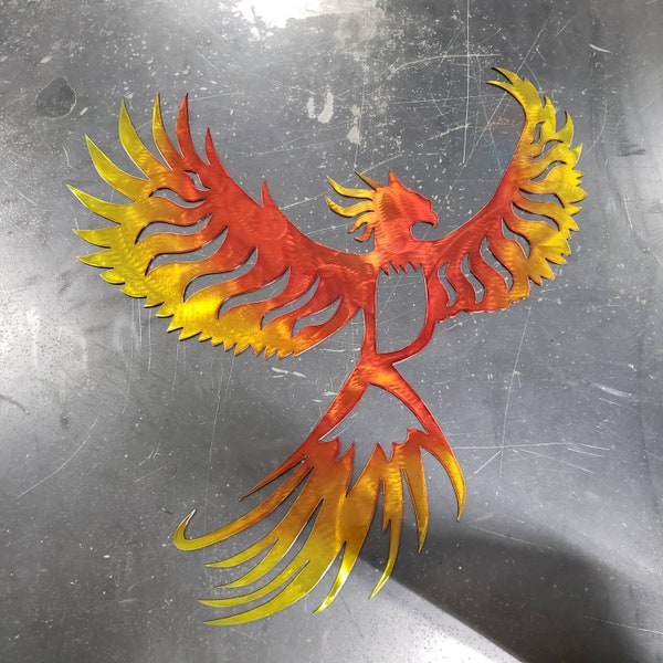 Burning Phoenix // Wall Art // Metal Sign Decor