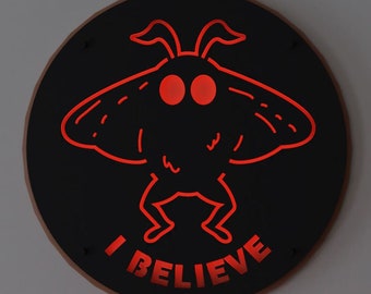 Letrero retroiluminado misterioso de Mothman // Arte mural de Cryptid // Letrero retroiluminado con LED