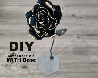 Rosa de metal DIY // Kit de rosa de metal // Kit de soldadura DIY // Vástago incluido // Arte de metal DIY
