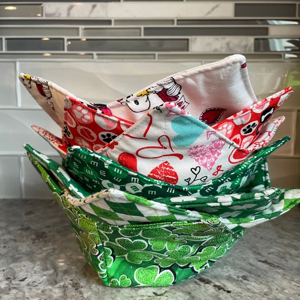 Easter, Valentine’s Day, St Patricks day, Microwave Bowl Cozy, Soup Bowl Hot pads, Ice Cream bowl Cozy, Soup Bowl Cozy, Housewarming
