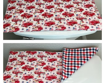 Patriotic Toilet Tank Topper, Bathroom Decor, Farmhouse Living, Country Decor, Stars and Stripes, Flag, Red White Blue
