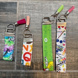 Rainbow Wristlet, Tie-dye Keychain, Colorful Handmade Cotton Lanyard Keychain, ID Badge Holder, Key Holder, Gift, Fun, Stocking Stuffer
