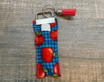 Lip Balm Holder Keychain, Stocking Stuffer, College Keychains, Key Fob, Wristlet, Mini Keychain, Handmade Cotton Keychain, Key Holder, Gift