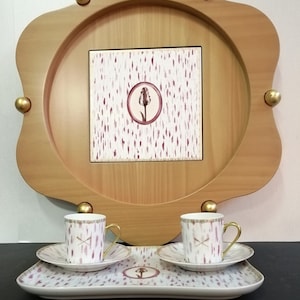 TETE A TETE with wooden tray by Porcelaine de Paris