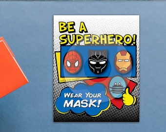 Wear a Mask Sign, Be A Superhero, Printable sign, Instant Download, School Classroom Poster