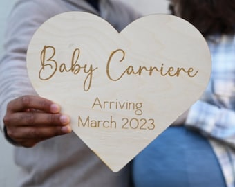 Personalized Pregnancy Announcement Sign: Engraved Wood Due Date Plaque