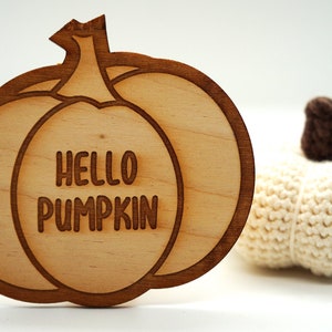 Hello Pumpkin Sign, Halloween Pumpkin Decoration - Laser Cut Wood Sign Art