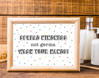 Wash Your Hands Polka Dot Print: Restroom Sign (Digital Download)