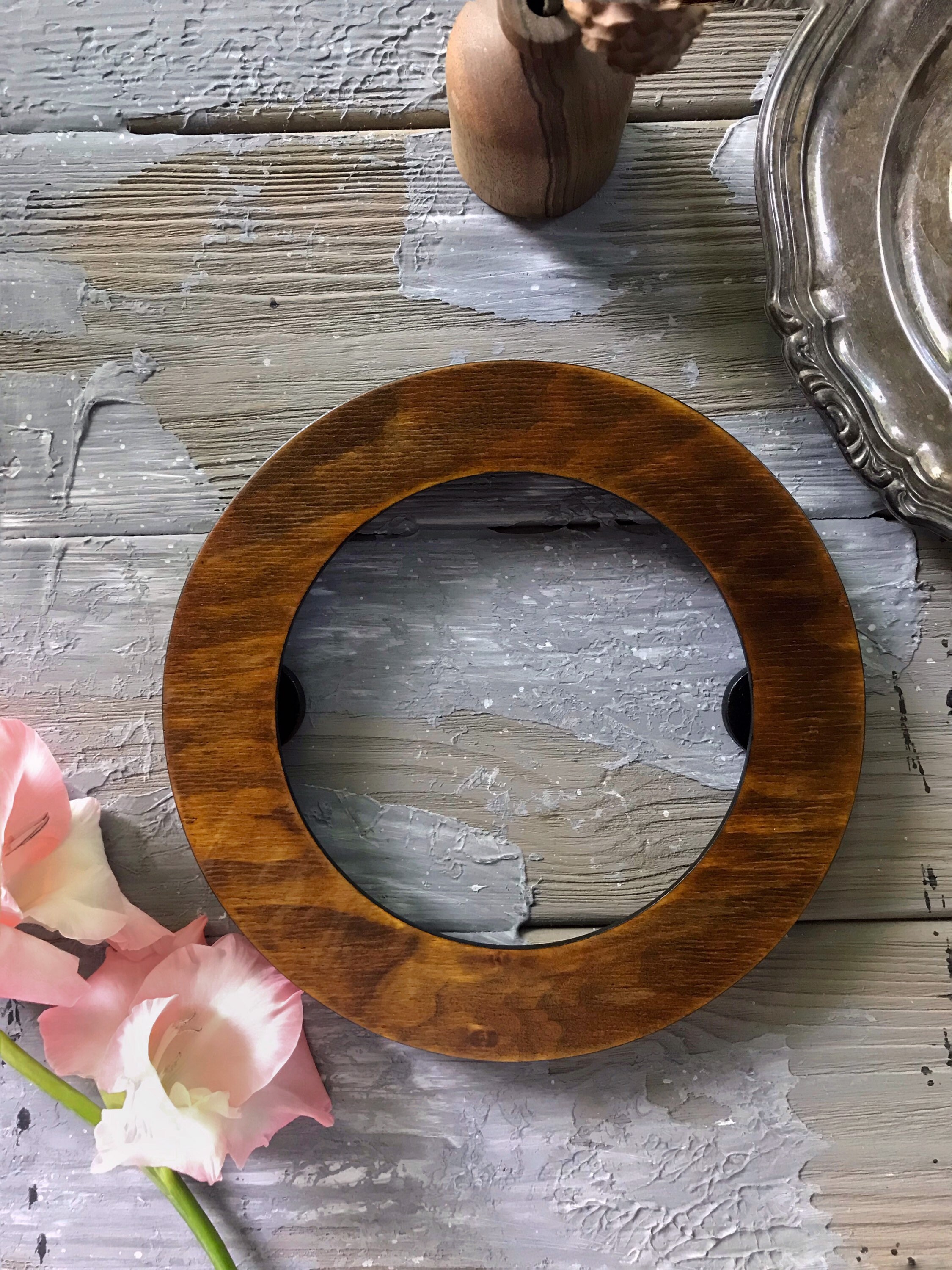 Green Wooden circle frame for embroidery hoop Handmade wood Etsy