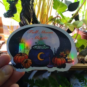 Full Moon Magic - Autocollant holographique, Vinyle