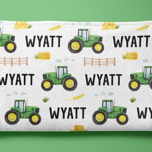 Personalized Green Tractor Name Blanket for baby, toddler - Custom Name - Farm Theme Nursery - Baby Shower Gift