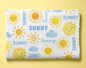 Personalized Sun Name Blanket for baby, toddler - Custom Name - Sunshine Theme Nursery -  Baby Shower Gift