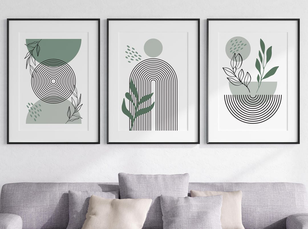 Eviepops Prints Set of 3 Unframed Modern Boho Geometric Botanical ...