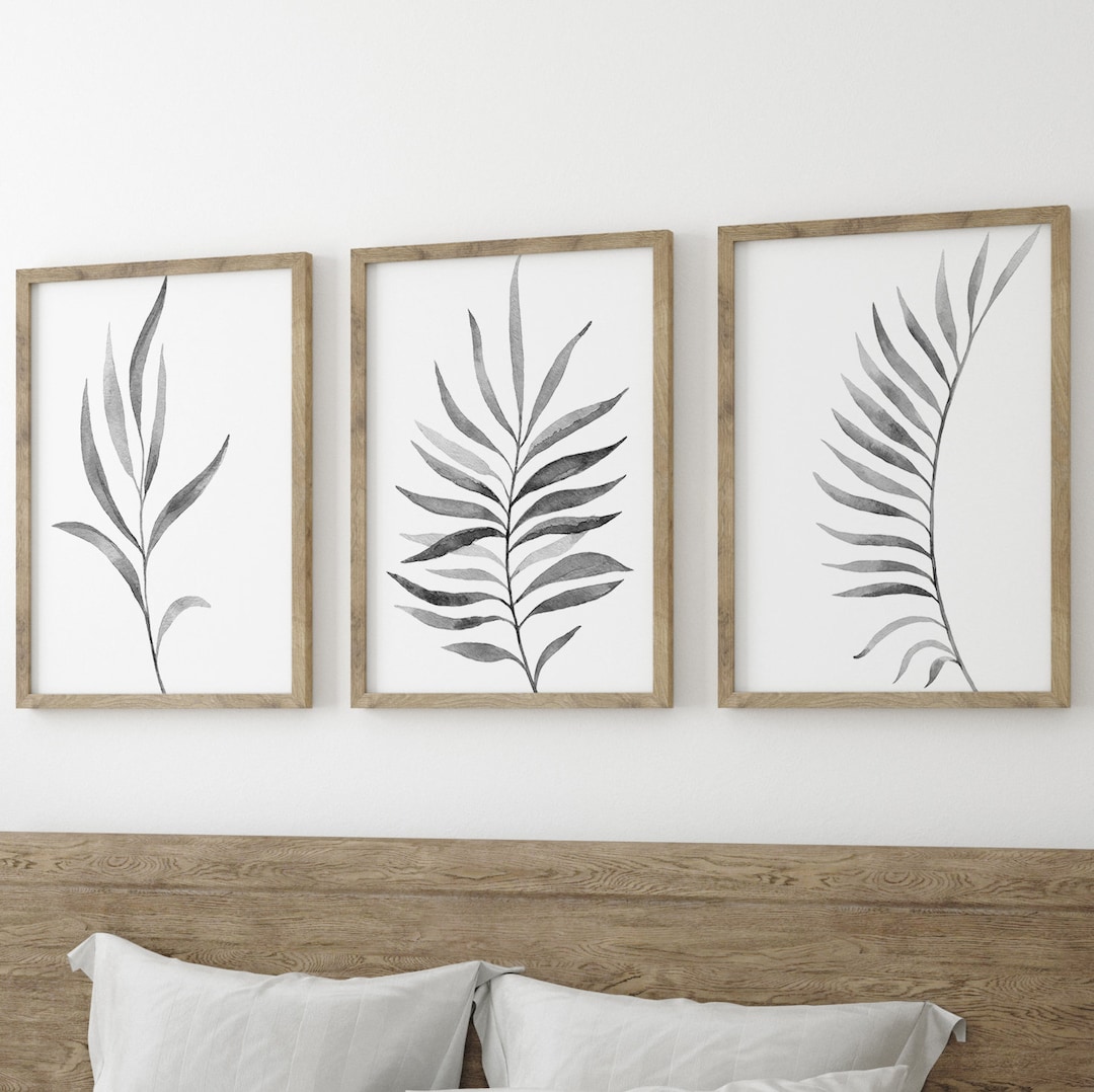 Grey Ferns Botanical Leaves Set of 3 Unframed Wall Print Home - Etsy