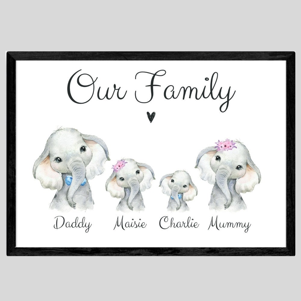 Retrato familiar de elefante Animal print sin marco - Etsy España Retrato familiar de elefante Animal print sin marco - Etsy España