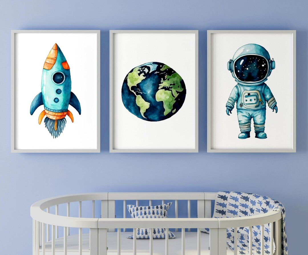 Eviepops Prints Space Wall Art Set of 3 Unframed Posters, Astronaut ...