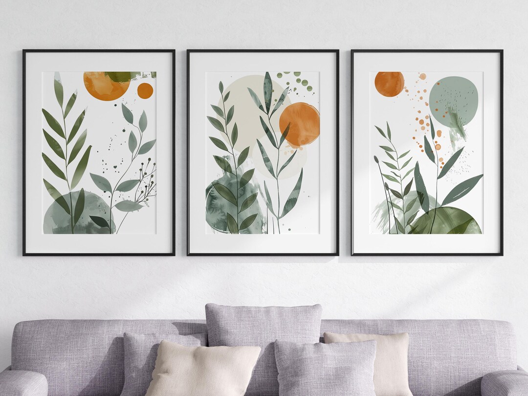 Eviepops Prints Botanical Abstract Set of 3 Unframed Poster Prints ...