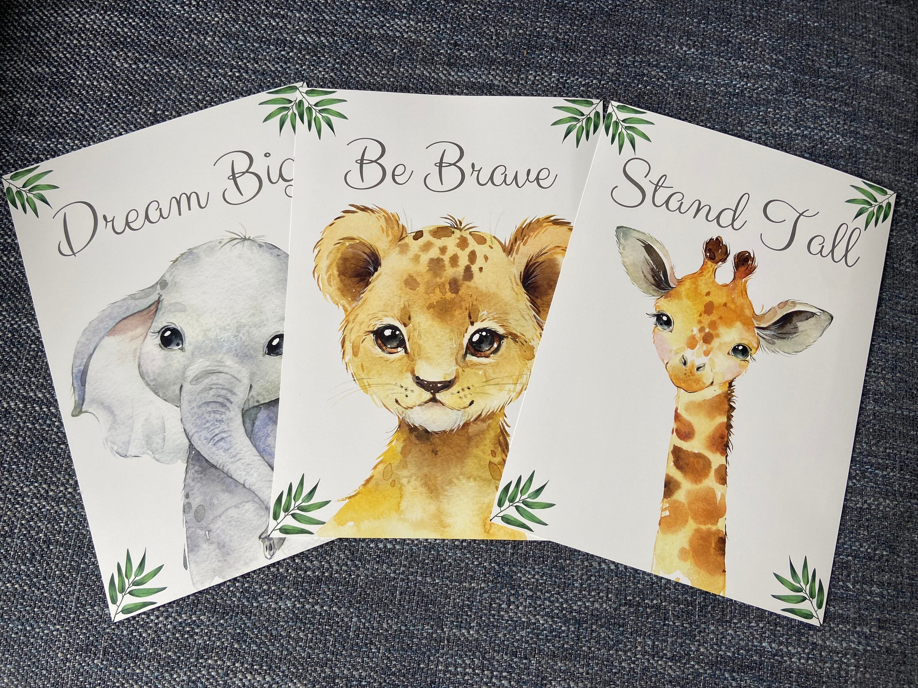 Safari Animals Baby Boy Girl Nursery Set of 3 Unframed Poster Etsy UK