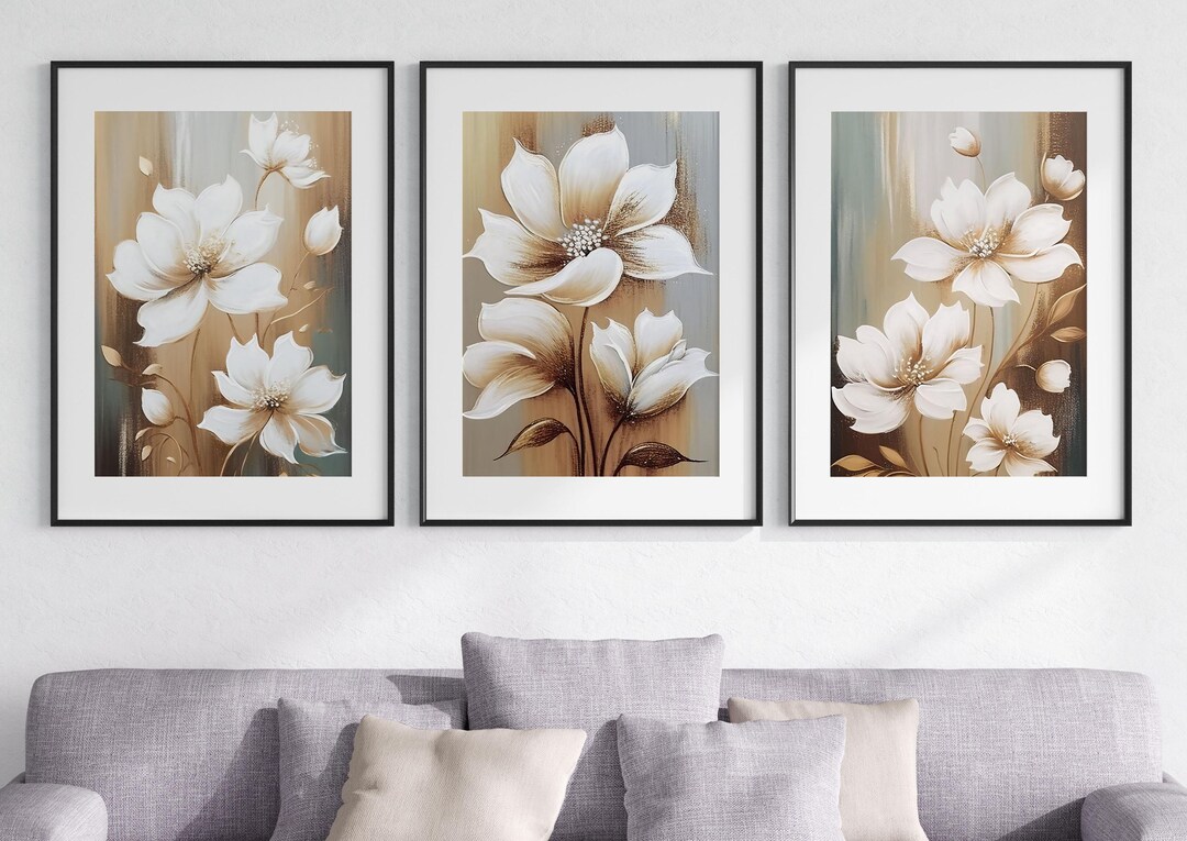 Eviepops Prints Abstract Roses Wall Art Set of 3 Unframed Poster Prints ...