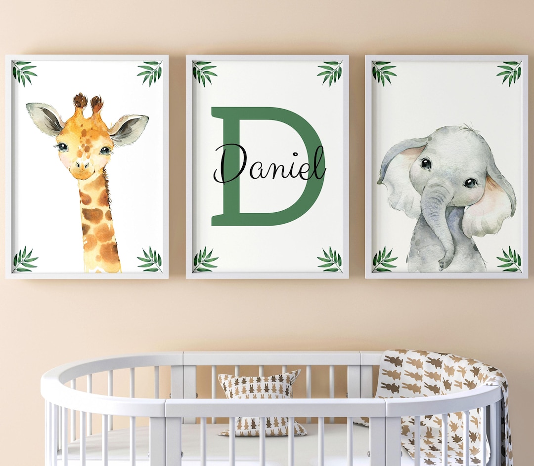 Jungle Safari Animals Set of 3 Unframed Poster Prints for Baby Boy Girl ...