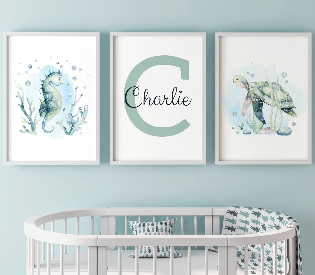 Under the Sea Nautical Unframed Baby Boy Girl Nursery Set of 3 Poster ...