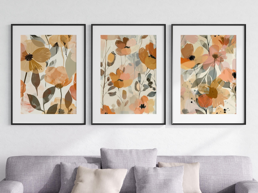 Eviepops Prints Abstract Fall Wall Art Set of 3 Unframed Poster Prints ...