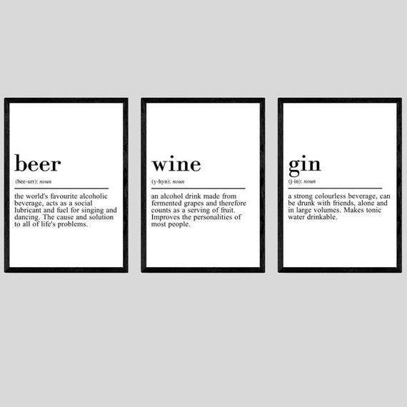 Beer Wine Gin Quotes Set of 3 Unframed Wall Print Alcohol - Etsy Beer Wine Gin Quotes Set of 3 Unframed Wall Print Alcohol - Etsy