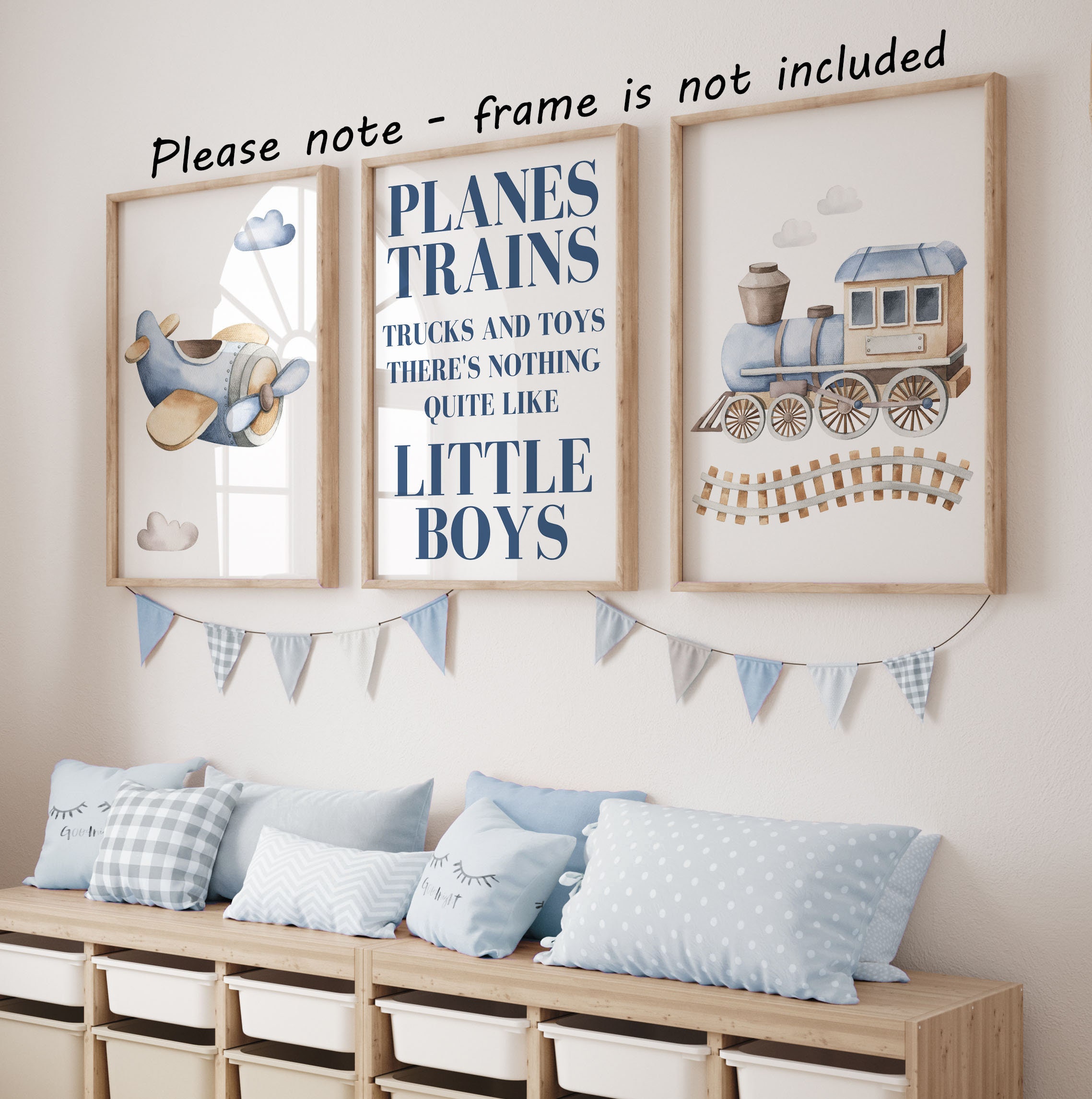 Stupell Kids Room Wall Art | 'Planes, Trains, Automobiles' Framed Print | 24x30 Inches, Multi-Color | Made In USA