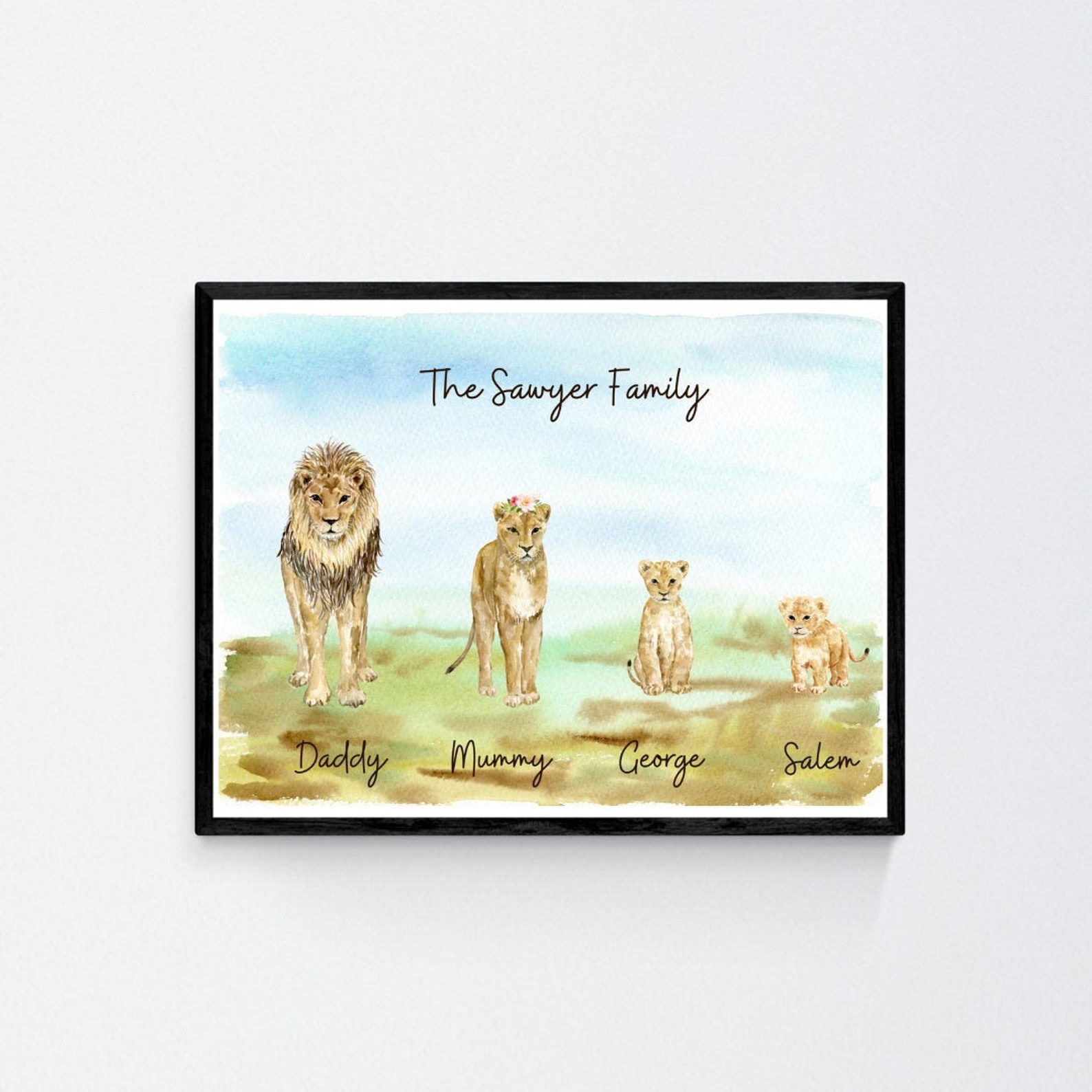 Lion Animal Family Personalised Unframed Portrait Poster Print Etsy