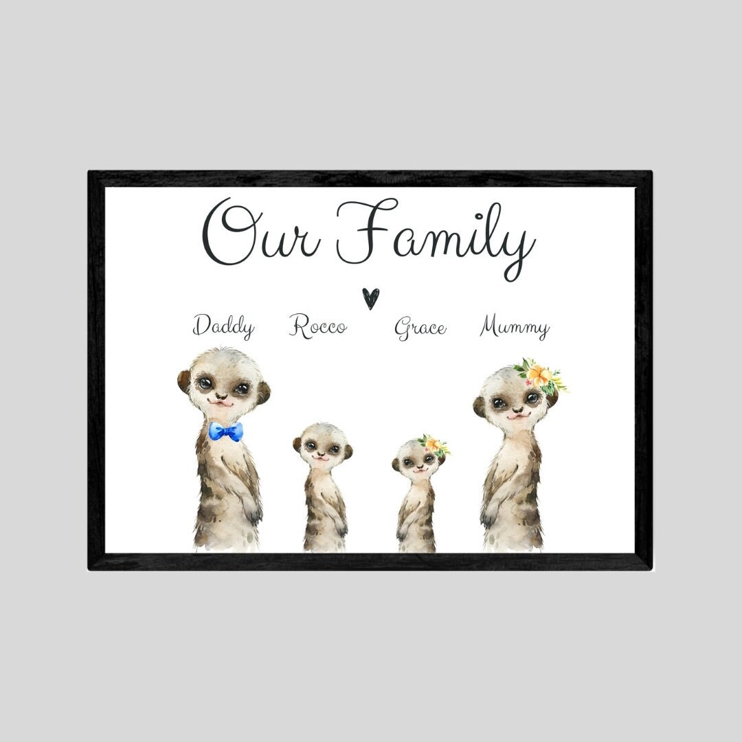 Meerkat Family Portrait Unframed Personalised Animal Poster - Etsy Ireland Meerkat Family Portrait Unframed Personalised Animal Poster - Etsy Ireland
