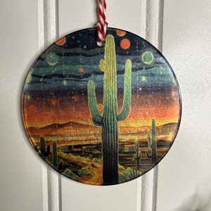 Saguaro Christmas Vibes Ornament, Desert Southwest Ornament
