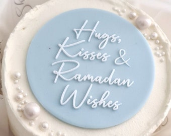 Hugs, Kisses and Ramadan Wishes Cookie Stamp. Ramadan Fondant Biscuit Cupcake Decorating