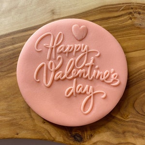 Happy Valentine’s Day Debosser Stamp. Fondant Icing Decorating. Valentines Day Cookie Stamp. Embossed Cookie Stamp