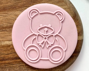 Adorable Teddy Bear Cookie Stamp for Baby Shower Bear Cookie Embosser Stamp Baby Shower Gender Reveal Fondant Biscuit Cupcake Decorating