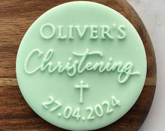 Custom Name Christening Cookie Embosser Stamp Fondant Biscuit Cupcake Decorating Icing Stencil