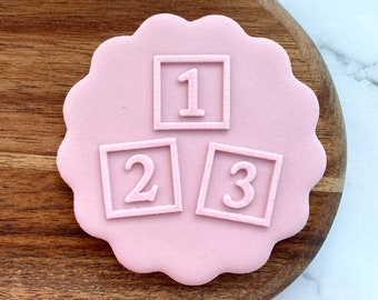 Baby Blocks 123 Cookie Embosser Stamp Fondant Biscuit Cupcake Decorating